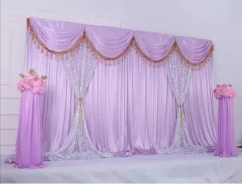 Violet Pânză de Mătase nunta fondul cortina eveniment petrecere de nunta decor de fundal etapă Draperii Sequin mătase decora decor
