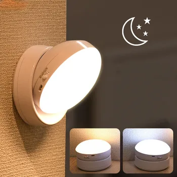 Wireless Rundă de Mișcare Senzor de Lumină de veghe LED USB de Încărcare Cabinet Lampa de Noapte Lumini Noptiera Pentru Dormitor Decor Acasă de Iluminat