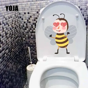 YOJA 18.6X23.1CM Creative Toaletă Decal Autocolant de Perete Flori de Prost Albine Camera pentru Copii Decor T5-0887