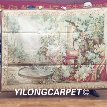 Yilong 4.2'x5.6' agățat de Perete tapiserie pur 100% lână franceză țesute manual tapiserie aubusson (Au32-4.2x5.6)