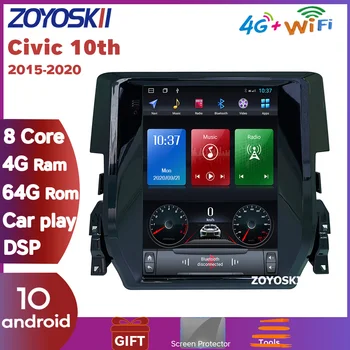 ZOYOSKII Android 10.4 inch ecran vertical Tesla stil radio AUTO GPS bluetooth navigare player pentru Honda Civic 2015 2016-2010