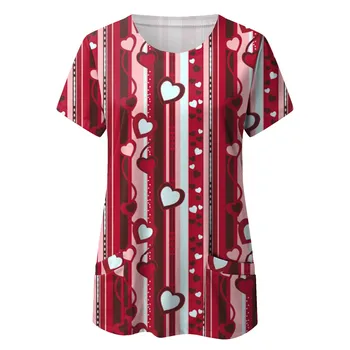 Ziua de Moda pentru Femei de Valentine ' s Cămașă Topuri O Maneca Gât Bluza Print Scurt Fete Femei cu Maneci Lungi cu Maneci Lungi Tricou Atletic