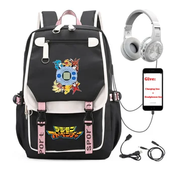 anime Digimon Adventure rucsac Unisex Rucsac de Călătorie elev de Școală ghiozdanul de Încărcare USB adolescenți Laptop packsack
