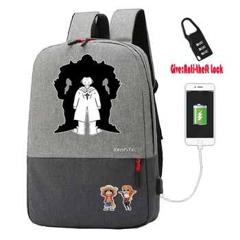 anime Fullmetal Alchemis Rucsac UNISEX geanta Laptop rucsac de Călătorie carte de student Saci de adolescenți Anti-furt de Încărcare USB Knapsac