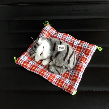 artificiale cat de dormit model,polietilenă&blană drăguț pisicuta gri sunete miau ,despre 12x9cm artizanat, decorațiuni interioare cadou b1508
