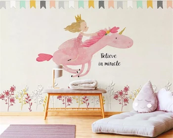 beibehang Foto tapet mural Cald dulce printesa unicorn pentru copii cameră de fundal de perete papel de parede 3d tapet tapety