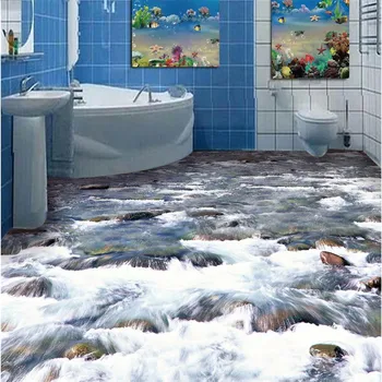 beibehang personalizate 3D podea pictura tapet clar apa de râu, living, baie etaj tapet PVC autoadezive pentru perete
