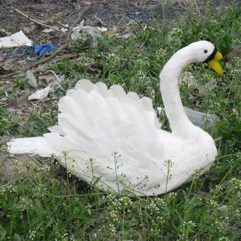 drăguț alb simulare swan jucărie Spumă și pene de Lebada frumoasa recuzită cadou despre 30x40cm 0816