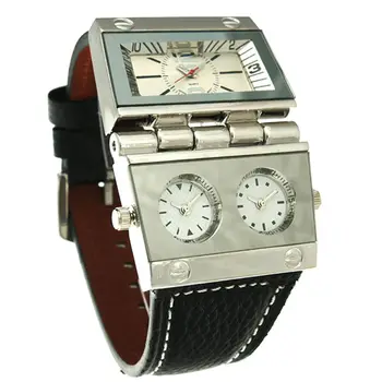 fierbinte Bărbați clasic afaceri militare ceas din piele de lux dublă mișcare cuarț ceas oulm de sex 9525 de marcă armata ceas de mână