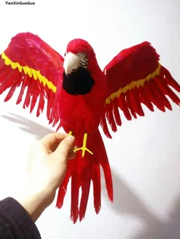 mare 42x60cm galben roșu de raspandire aripile pene de papagal papagal pasăre modelul de greu de recuzită,decor gradina ornamente cadou s1453