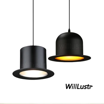 modern din aluminiu pălărie pandantiv lampă capac negru lumina agățat de iluminat sala de îmbrăcăminte magazin de hotel restaurant suspensie lumina