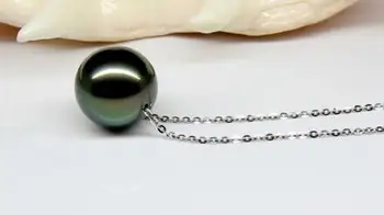 nobil bijuterii uimitoare rundă de sud seamm verde negru colier de perle de 14k