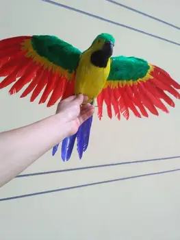 noua simulare verde&galben papagal de jucarie din plastic&blanuri aripi de pasăre papusa cadou despre 60x40cm 1354