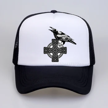 nouă Bărbați Femei Odin Raven Imprimare Șapcă de Baseball Moda Unisex Viking Nod Cruce Tata pălărie de vară ochiurilor de plasă Respirabil snapback pălării