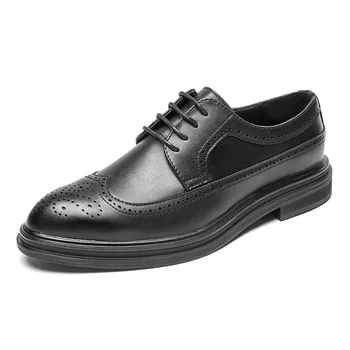 oamenii de afaceri casual office rochii formale de vacă din piele pantofi bullock domn negru brogue shoe Britanic a subliniat toe adidasi barbat