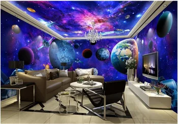 personalizat murală foto tapet 3d Cosmic galactic pământ temă 3D space casa plina de fundal 3d picturi murale tapet pentru perete 3 d