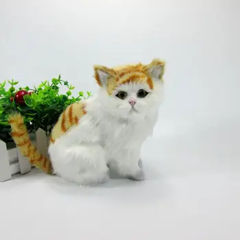 simulare creatoare jucărie pisica polietilenă & blanuri dungă alb-pisica papusa cadou despre 18x13x11cm 2494