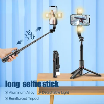składany bezprzewodowy kijek face Selfie Bluetooth statyw z migawka Bluetooth światła wypełniającego ze stopu de aluminiu Originale