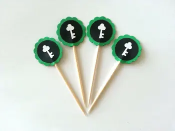 verde Cafenea Pariziană cupcake toppers Nunta rustic Alimente Ponturi cabină de duș de Mireasă a Burlacelor, petrecere de ceai brioșă decoratiuni