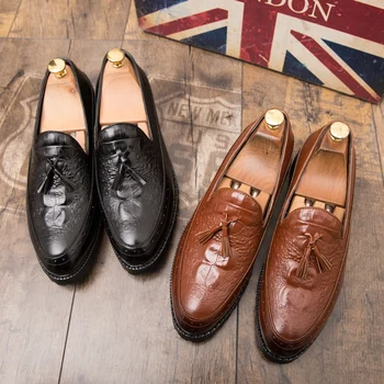 vintage piele naturala clasic de toamnă fără șireturi confortabil minimalist bărbați impermeabil pantofi mocasini brand ciucure