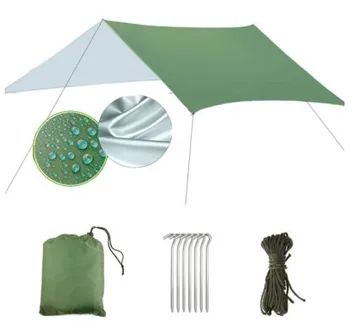 În aer liber multifunctional pătrat tent protecție solară rezistent la apa de argint subțire plajă arbor umbra cort de pânză sol