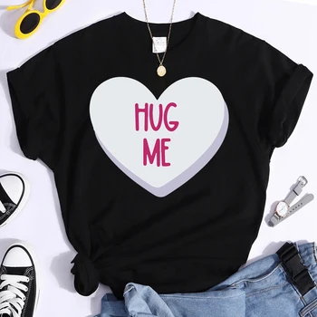 Îndrăgostiților-Ziua de Imprimare Femei Harajuku Tricou Fata Y2K ' 90 Kawaii Grafic Tricouri Unisex Funny T-shirt Bomboane-Iubesc Hainele ÎMBRĂȚIȘEAZĂ-MĂ