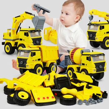 Șurub Jucărie DIY Blocuri Șurub de Asamblare Camion de Ciment Excavarea Model de Vehicul Jucărie Copil Cadou