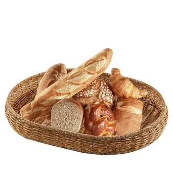 Țesute Manual Tava De Servire Decorative Rattan Coș Tavi Ovale Pâine Tavă De Epocă Organizator Placa Coș De Răchită Tava Pentru Desert